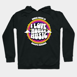 HOUSE MUSIC  - I Love Rainbow circle (white/purple/gold) Hoodie